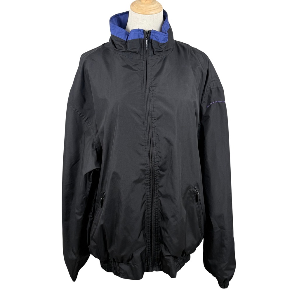 Vintage‎ Sun Mountain Mens L Windbreaker Jacket Black Blue Y2K Golf Performance